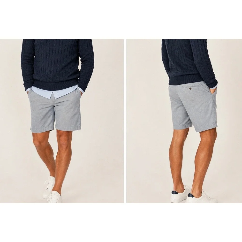 J crew y2k chino flat front shorts preppy gray white micro stripes men's size 36
